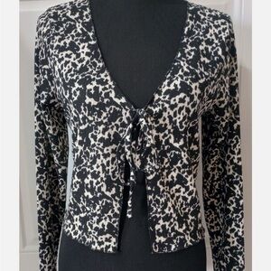 Topshop Black and White Tie-up Cardigan